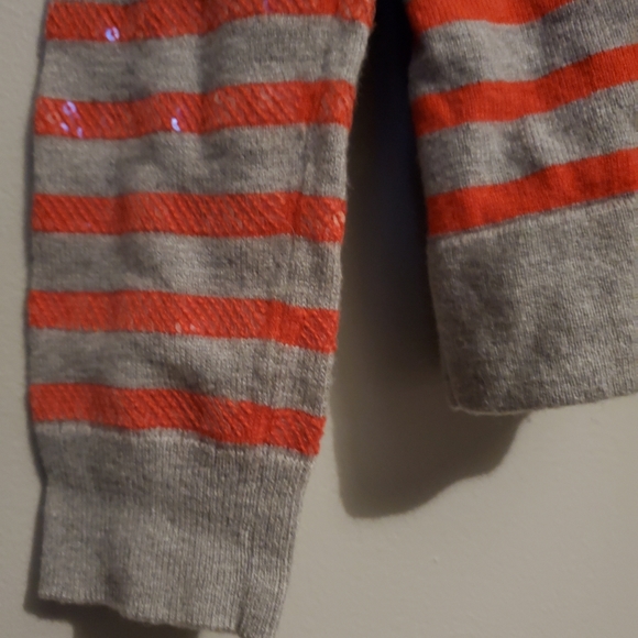 Grey/Orange Striped Sequin GAP Cardigan- Size S - Picture 4 of 12